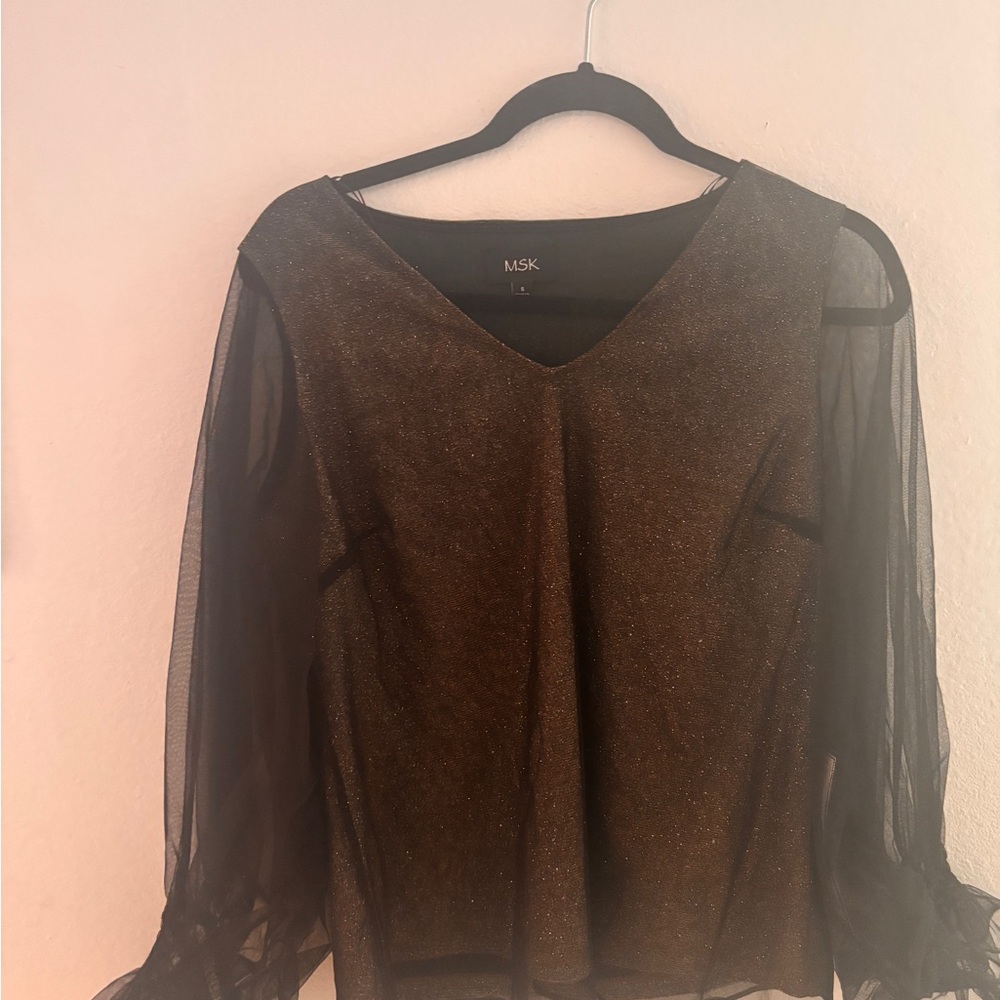 MSK Black Sheer Long Sleeve Blouse